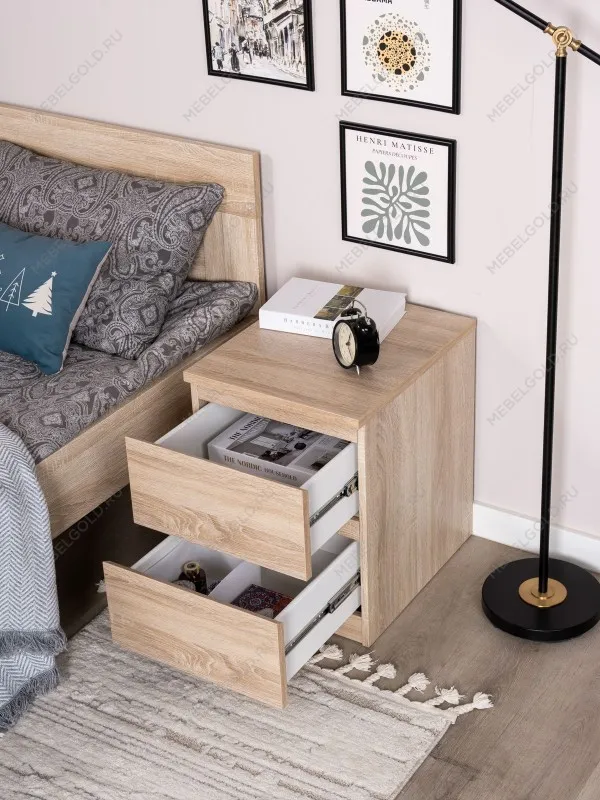 Тумба прикроватная Мальта, 2 ящика, 48х40х54 см, дуб сонома | изображение 7