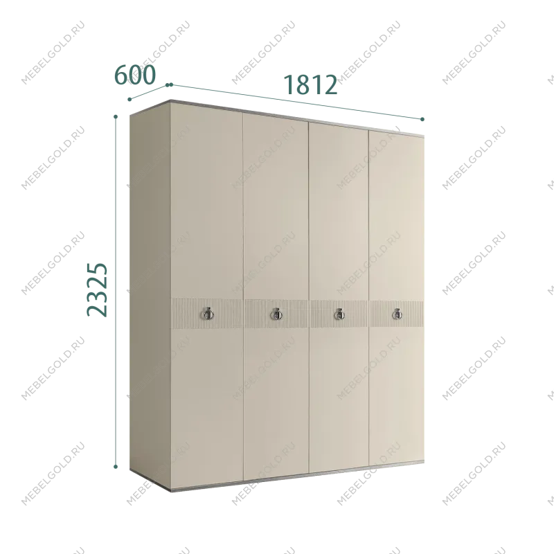 Шкаф 4-х дверный Римини СОЛО (Ваниль/Серебро) РМШ2/4(s)