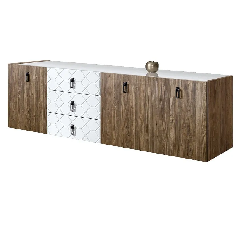 Комод 2.1м Bogemia Woodline Fly Wood Fa (Белый) (Lakobel/Черный) БМКМ-5