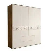 Шкаф 4-х дверный с ящиками Bogemia Woodline Fa (Слоновая кость/Хром) БМШ2/41