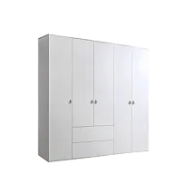 Шкаф 5-ти дверный с ящиками Римини (Белый/Серебро) РМШ2/51