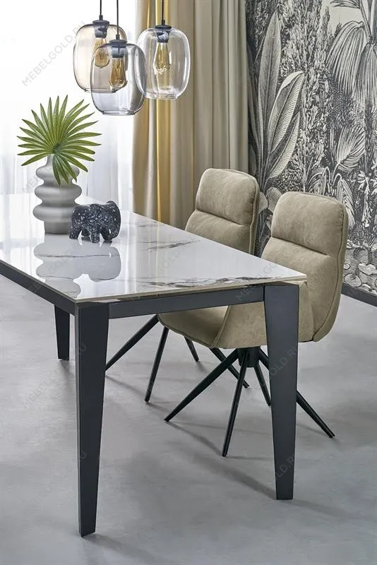 Стол обеденный Halmar FELIX раскладной (белый мрамор/черный) | изображение 15