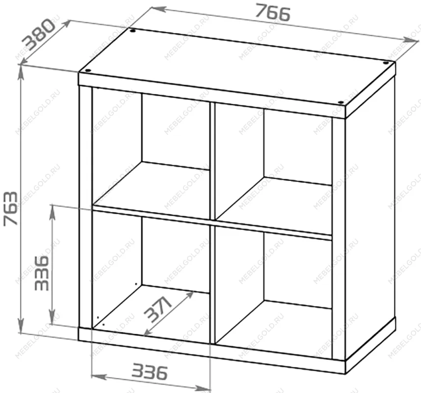 КАЛЛАКС / ФОРА Стеллаж ИКЕА / IKEA 4, квадратной формы с четырьми открытыми ячейками, тамбурат, дуб беленый | изображение 3