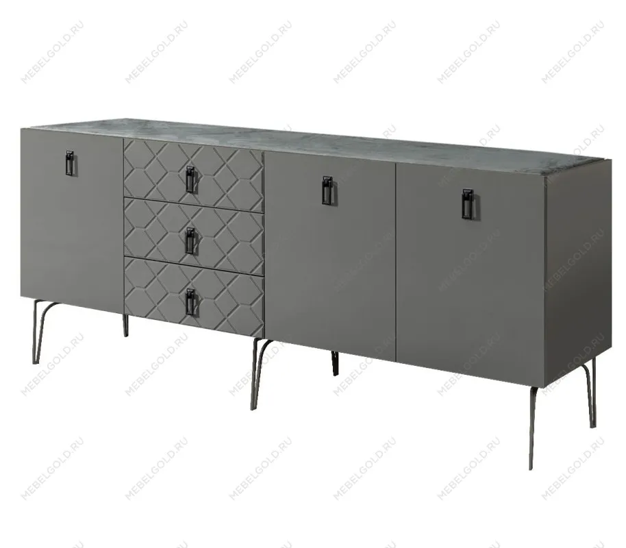 Комод 2.1м Bogemia Farfalle (Серый) (Novabuk/Черный) БМКМ-5(Fa)