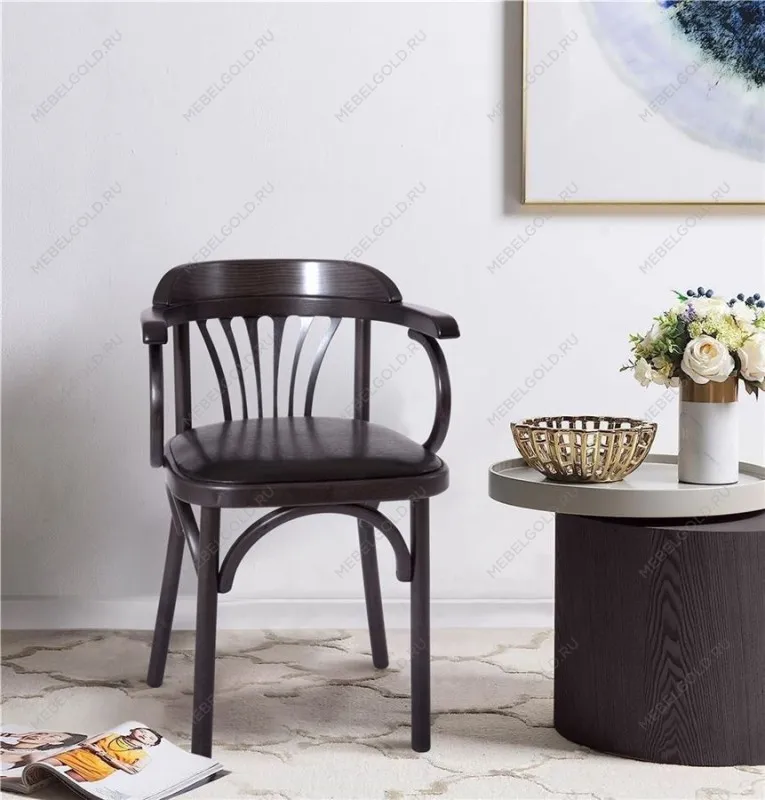 Стул Михаэль мягкий (венге, экокожа ЧЕРНАЯ) | изображение 1
