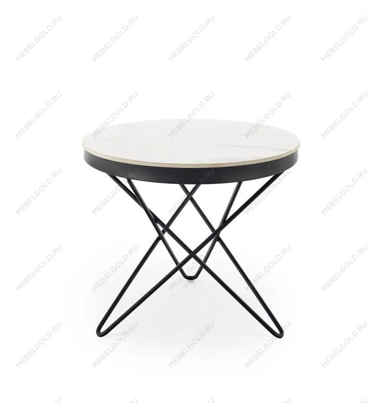 Стол журнальный Halmar LEILA 2 (белый мрамор/черный) | изображение 1