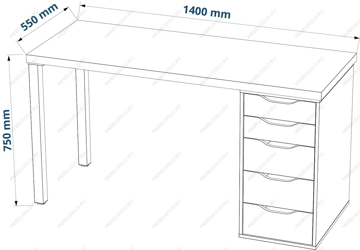 ИНГАР стол письменный ИКЕА / IKEA 2/5Т 140x75x55, дуб беленый/белый | изображение 3