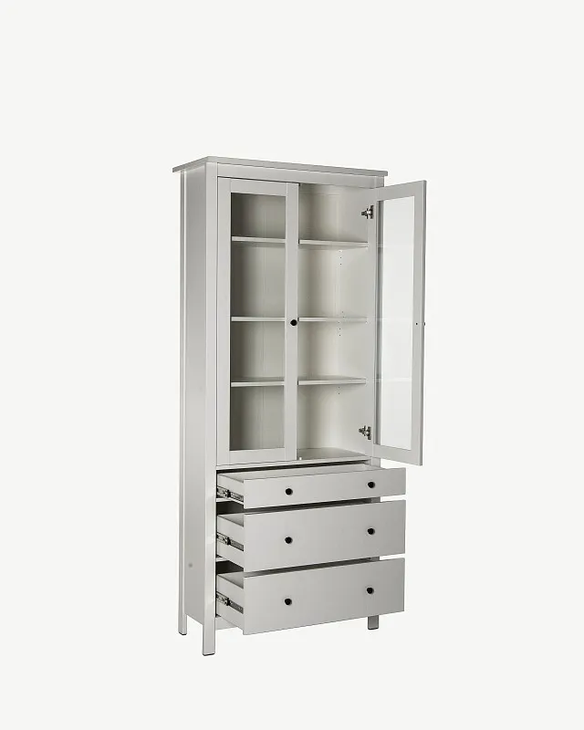 Шкаф с витриной Сага, 90х41х215 см, белый | изображение 16