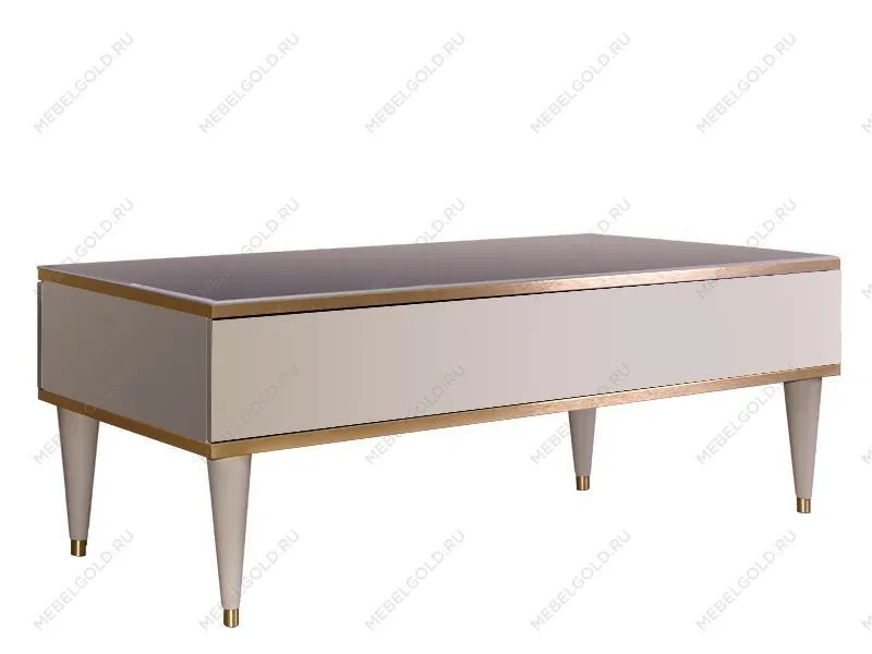 Журнальный столик с ящиком Римини (Слоновая кость/Золото) РМСТ-2