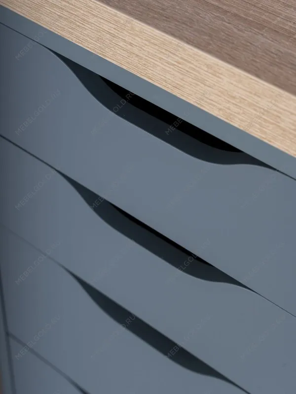 Стол письменный Ингар, с дверцей и 5 ящиками, 140x75x55, серо-бирюзовый/черный, столешница дуб беленый | изображение 10