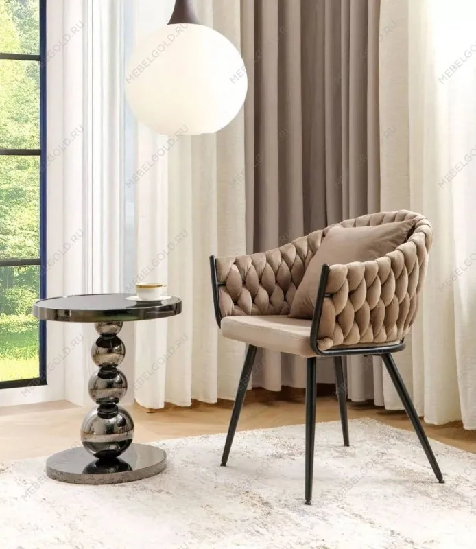 Стул кухонный Signal NUVO Velvet Bluvel 40 (темно-бежевый/черный мат) | изображение 4