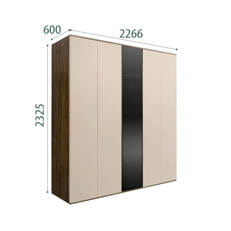 Шкаф 5-ти дв. Bogemia Woodline Air (Ваниль/Черный) БМШ2/5(1)