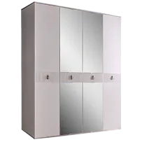 Шкаф 4-х дверный с зеркалом Римини СОЛО (Белый/Серебро) РМШ1/4(s)