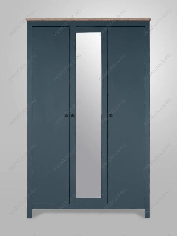 Шкаф распашной Сага, 3 двери, 132х64х215 см, темно-бирюзовый/ясень | изображение 2