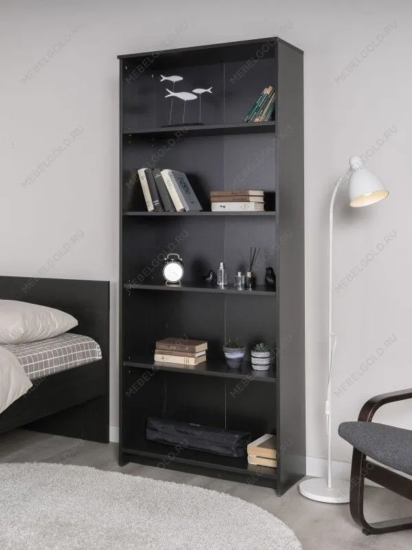 Стеллаж Сириус, 5 полок, 78х35х190 см, черный, дуб венге | изображение 1