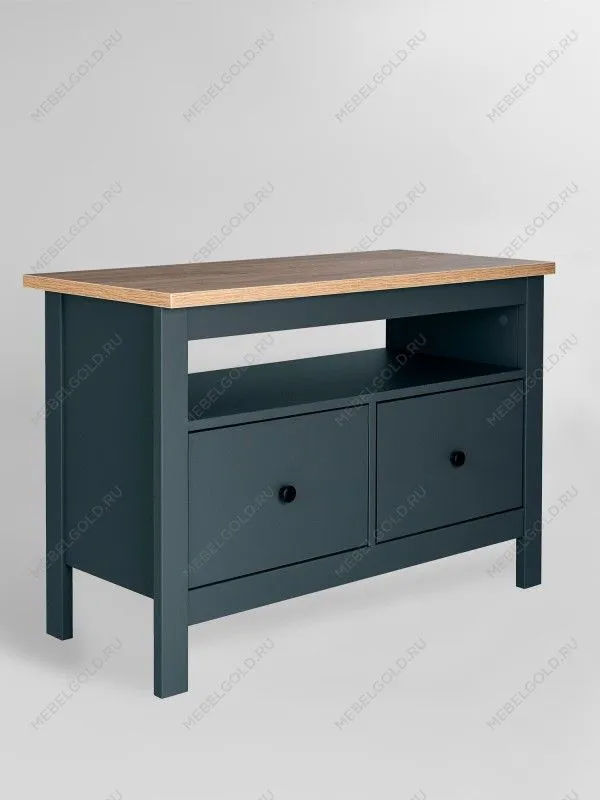 Тумба Сага, 2 ящика, 91х42х63 см, темно-бирюзовая/ясень | изображение 9