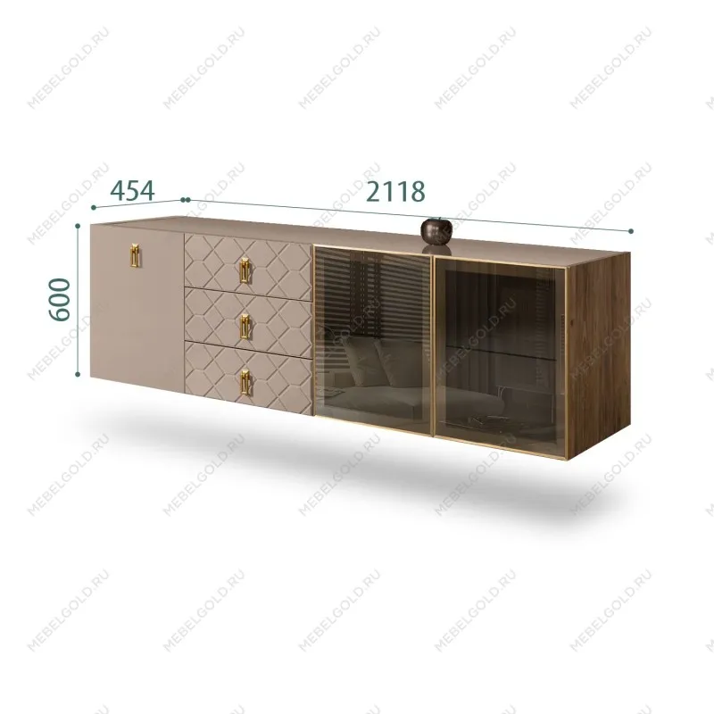 Комод 2.1м Bogemia Woodline Fly Fa (Мокка) (Lakobel/Золото) БМКМ-5[5][10]