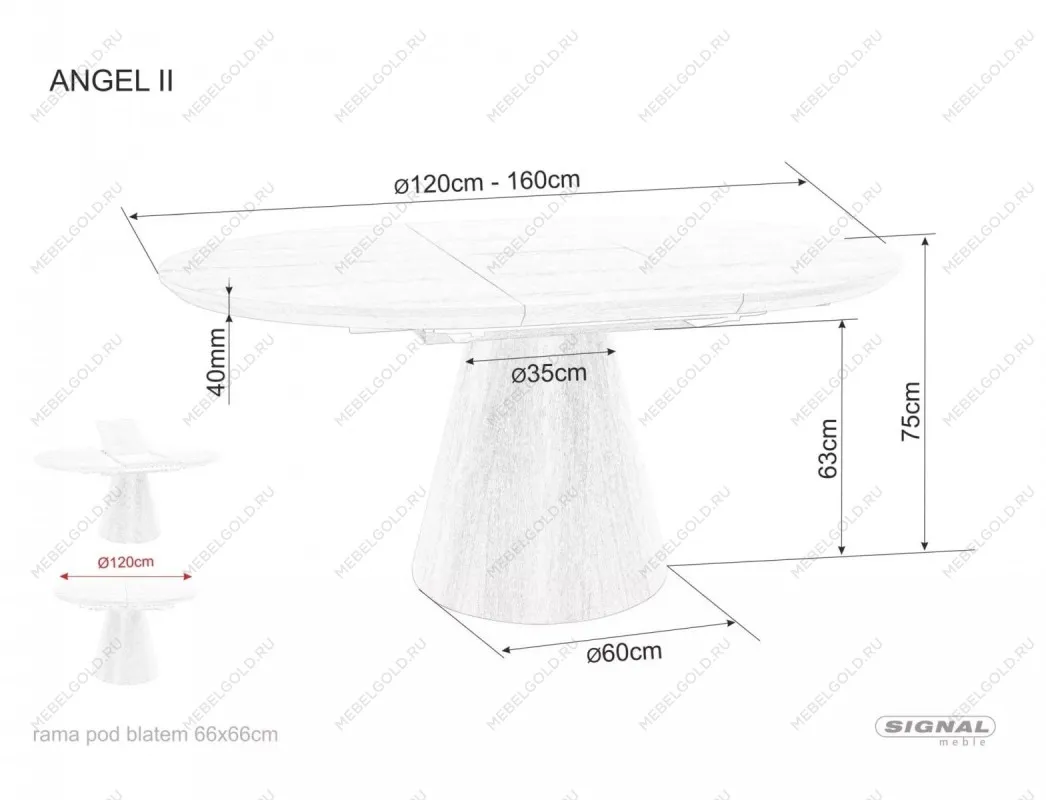 Стол обеденный Signal ANGEL II 120 (эффект серого мрамора/черный) | изображение 10
