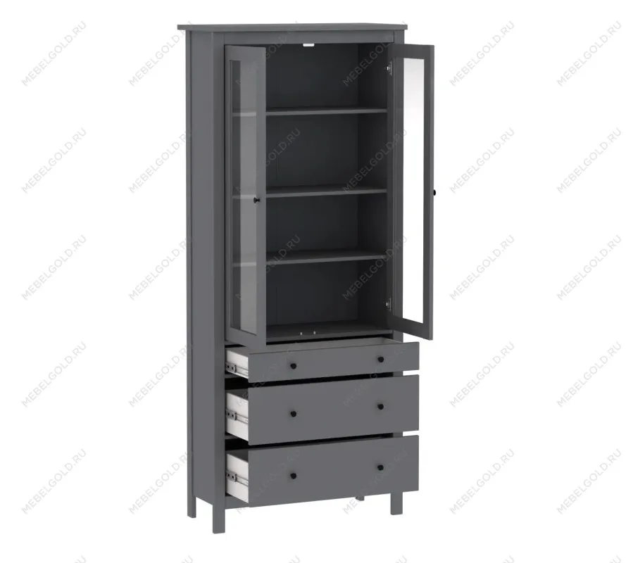 САГА шкаф с витриной 90 серый | изображение 2