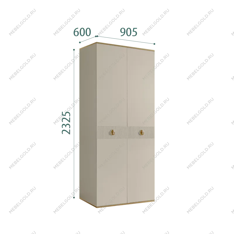Шкаф 2-х дверный Римини СОЛО (Ваниль/Золото) РМШ2/2(s)