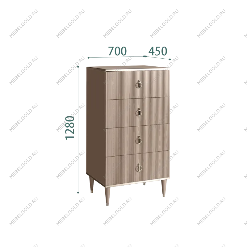 Комод 4 ящика Римини СОЛО (Мокка/Серебро) РМКМ-6(s)