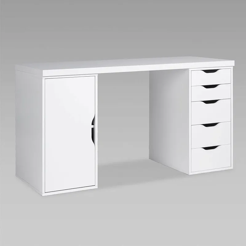 Стол письменный Ингар, с дверцей и 5 ящиками, 140x75x55, белый