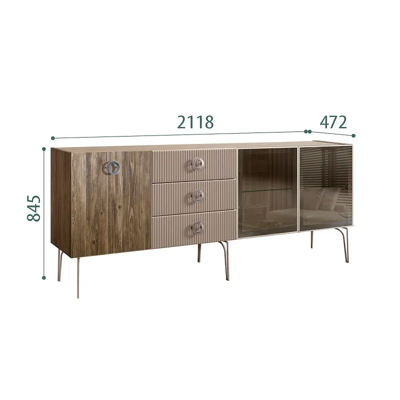 Комод 2.1м Bogemia Woodline Wood Fi (Мокка) (Novabuk/Хром) БМКМ-5[5][10]