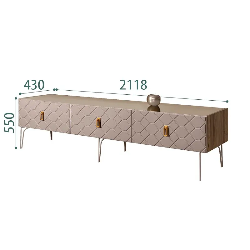 Тумба телевизионная 2.1м Bogemia Woodline Fa (Мокка) (Lakobel/Золото) БМТ-2