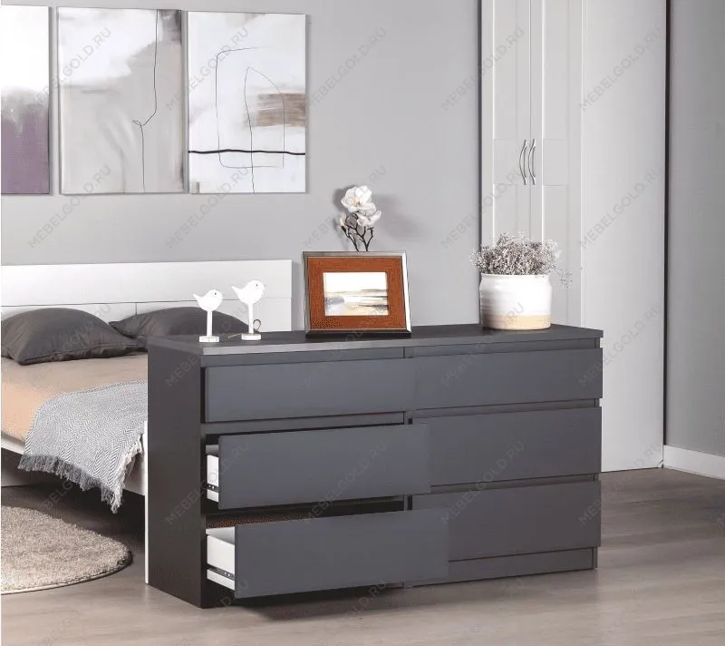 КАСТОР (KULLEN) комод ИКЕА / IKEA комод 6 ящиков серый | изображение 3