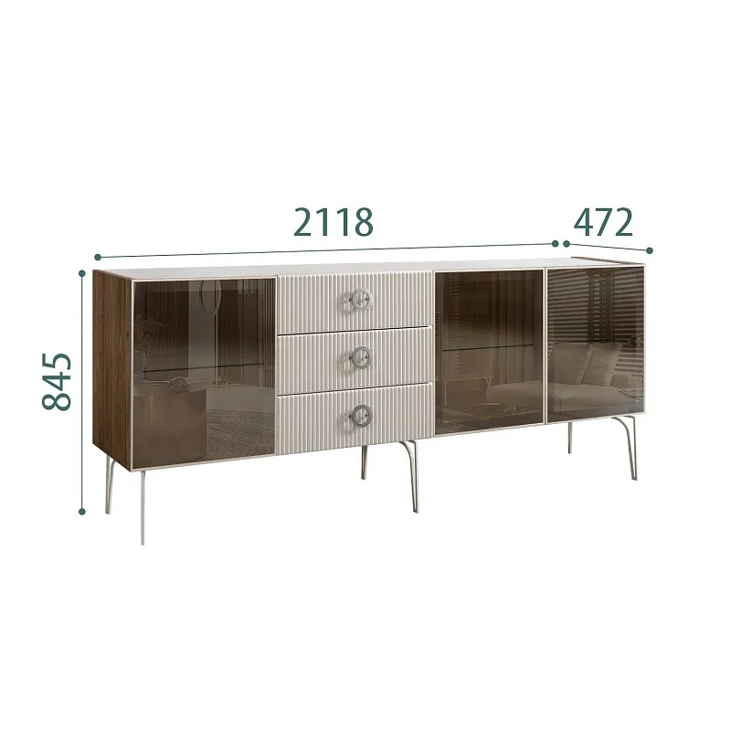 Комод 2.1м Bogemia Woodline Fi (Шелк) (Novabuk/Хром) БМКМ-5[5]