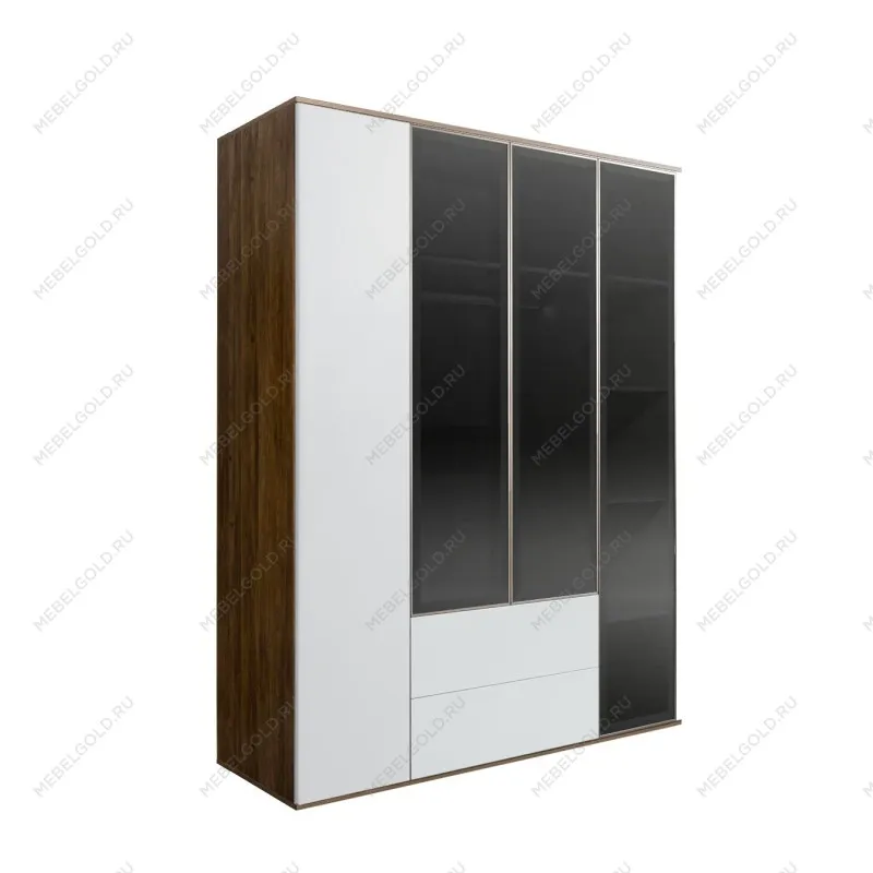 Шкаф 4-х дв. с ящиками Bogemia Woodline Air (Белый/Серебро) БМШ2/42(3)