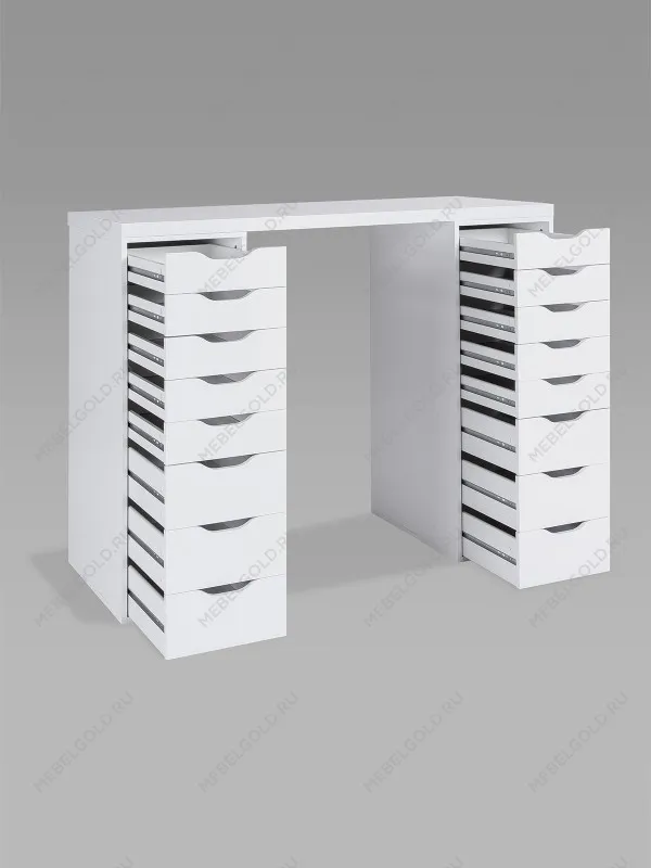 Стол письменный Ингар, 16 ящиков, 140х106х55 см, белый | изображение 10