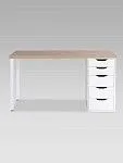 Стол письменный Ингар, 5 ящиков, 140х75х55 см, белый, столешница дуб беленый | изображение 7