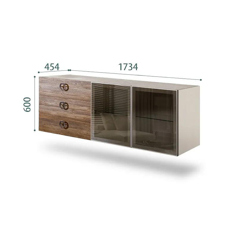 Комод 1.6м Bogemia Fly Wood Fi (Слоновая кость) (Novabuk/Хром) БМКМ-4[5]