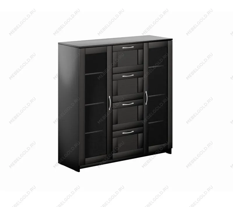 БРИМНЭС / СИРИУС тумба ИКЕА / IKEA 2 двери со стеклом и 4 ящика 117х123 Дуб Венге | изображение 3