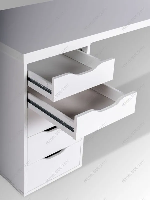 Стол письменный Ингар, с дверцей и 5 ящиками, 140x75x55, белый | изображение 13