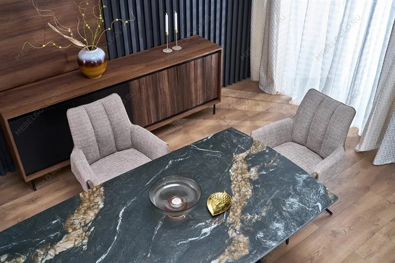 Стол обеденный Halmar ARMANI 165 (черный мрамор/черный) | изображение 13