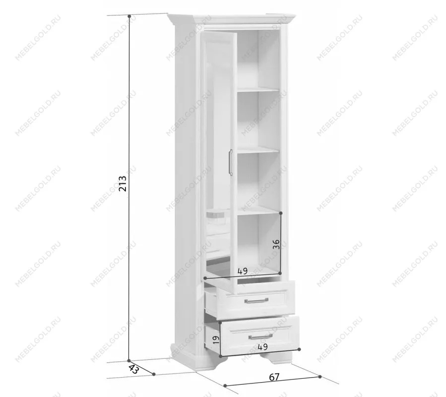 Шкаф-витрина Стилиус REG1W2S (Лиственница сибирская) | изображение 5