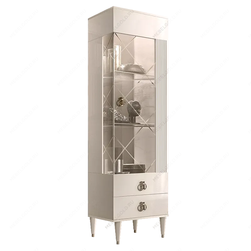 Витрина 1-ств. Римини СОЛО (Бежевый/Серебро) (Правая) РМВ1-1С(s)