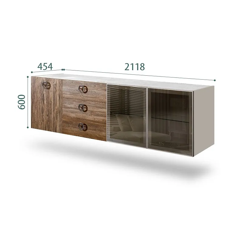 Комод 2.1м Bogemia Fly Wood Fi (Шелк) (Novabuk/Хром) БМКМ-5[5][10]
