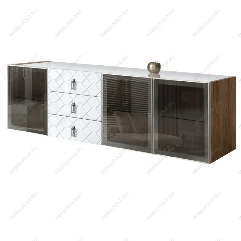 Комод 2.1м Bogemia Woodline Fly Fa (Белый) (Lakobel/Хром) БМКМ-5[5]