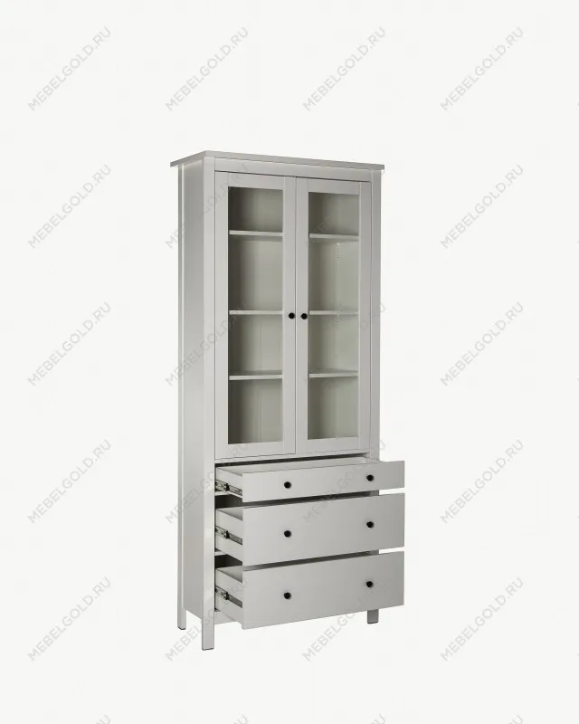 Шкаф с витриной Сага, 90х41х215 см, белый | изображение 14