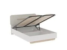 Кровать 1400 со светлой мягкой вставкой и подъемным механизмом, Аврора (1556*2063*1049) Дуб Мария/Кашемир