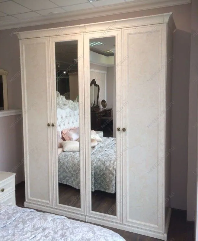 Шкаф Афина 4-дверный (2+2) с зеркалом крем корень | изображение 3