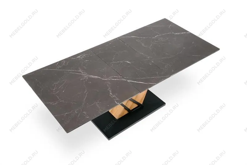 Стол обеденный Halmar VOLANT 140 (черный мрамор/дуб золотой) | изображение 7