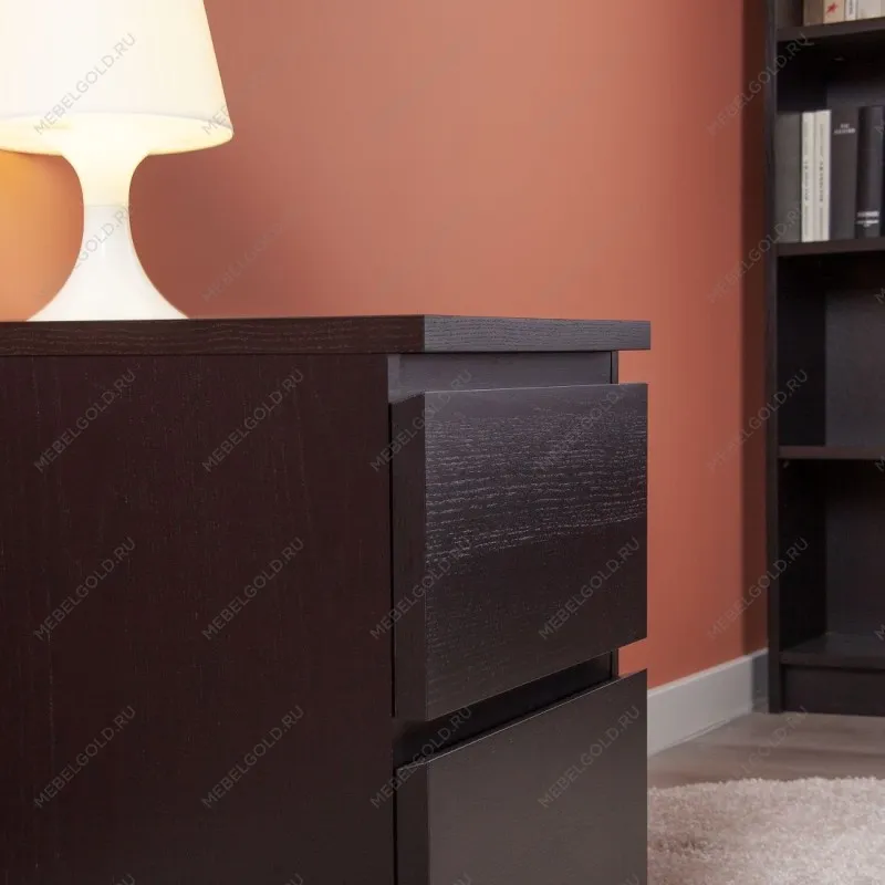 Тумба прикроватная Варма, 2 ящика, 40х55х40 см, шпон натурального дерева, ясень черный | изображение 2