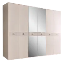 Шкаф 6-ти дверный с зеркалом Римини СОЛО (Бежевый/Серебро) РМШ1/6(s)