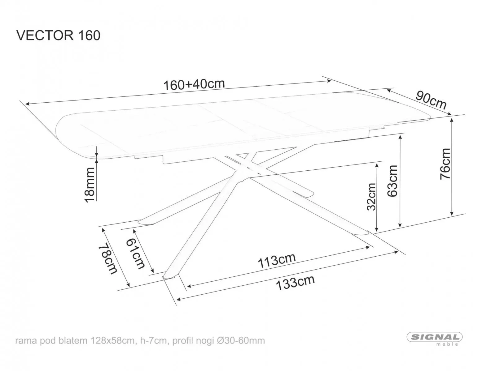 Стол обеденный Signal VECTOR Ceramic 160 (черный/черный) | изображение 5