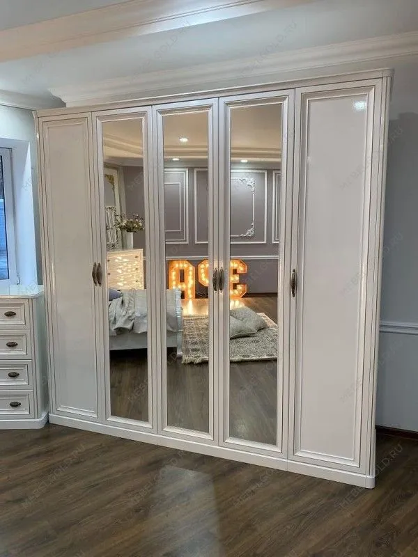 Шкаф Натали 4-дверный (2+2) с зеркалом белый глянец | изображение 4