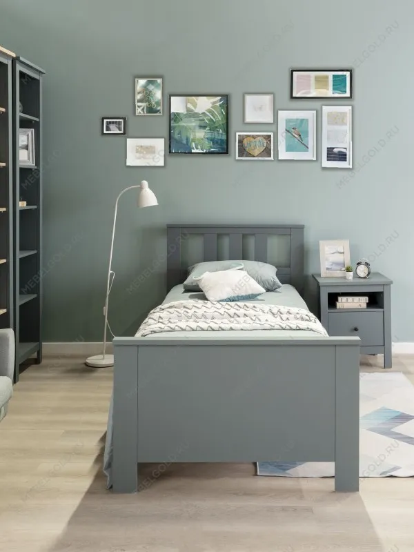 Кровать односпальная Сага, 90х200 см, темно-бирюзовая | изображение 1